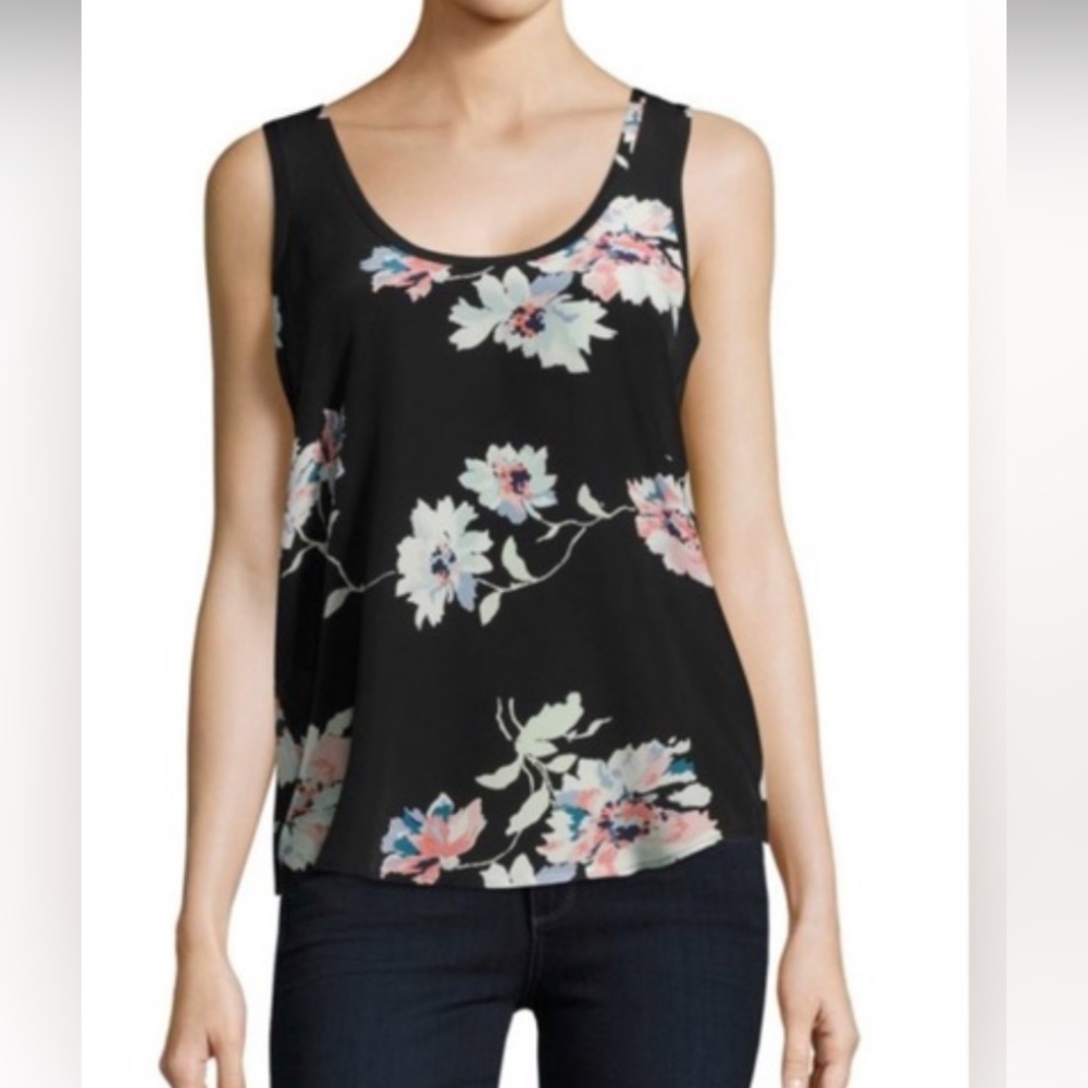 Joie Black Floral Tank Top